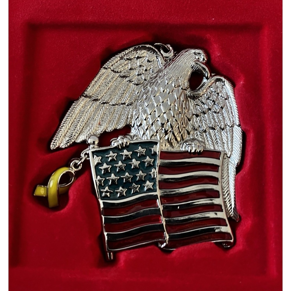 Gorham Eagle of Courage Silver‑Plate Patriotic Ornament NIB 🇺🇸 Year‑Round Deco